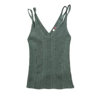 Pilcro Anthropologie Y2K Knit Tank Top Womens Small Green Grunge Minimalist Boho